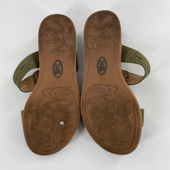 Sofft Elmira Forest Womens Green Leather Double Buckle Flat Sandals Slides Sz 6 - Picture 6 of 9
